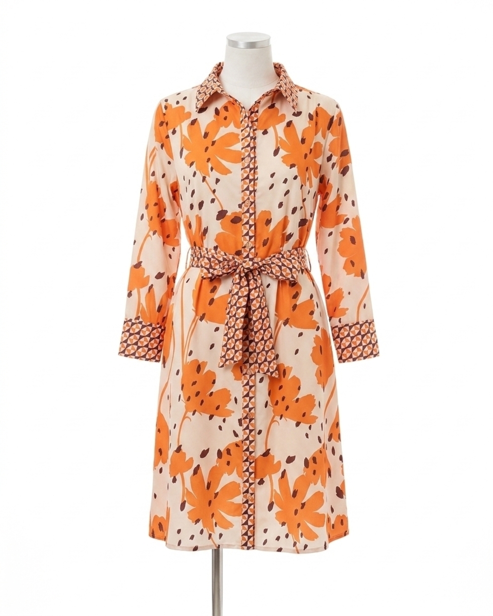NEW JADE contrast midi shirtdress in wild ember